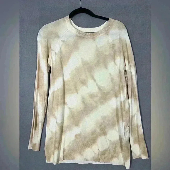 Marled Reunited Clothing. Tie-Dye Tunic Sweater. Tan & Cream. Medium. - Picture 1 of 2